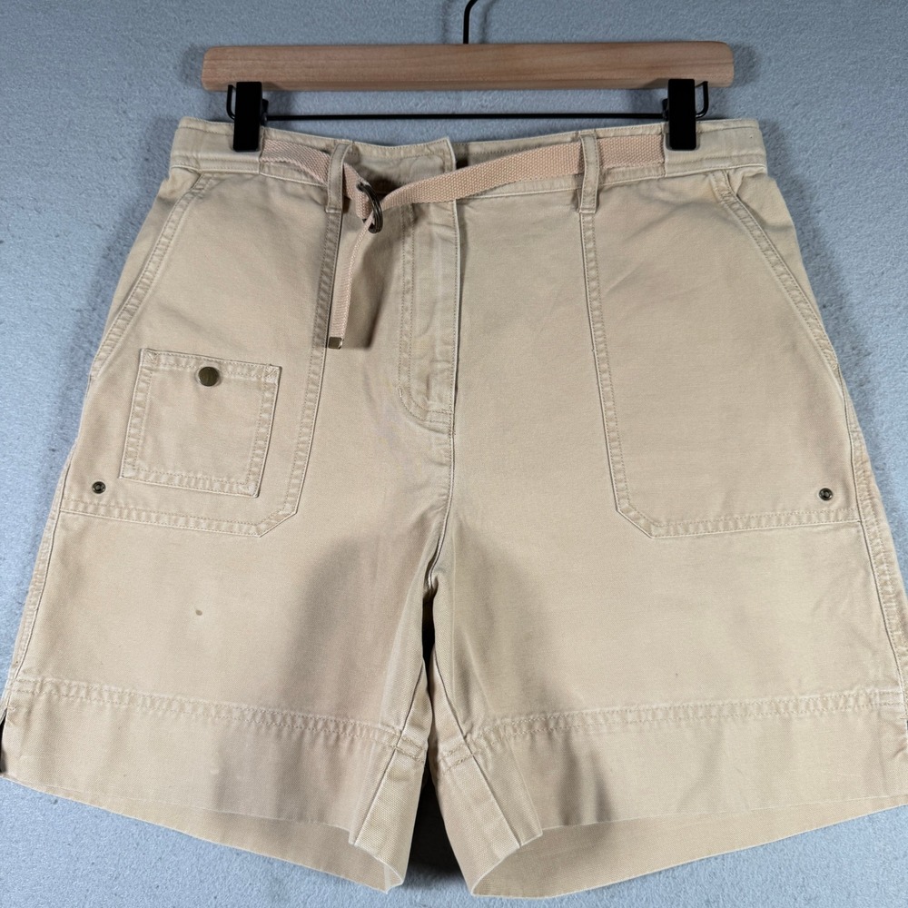 Lauren Ralph Lauren Petite Tan Khaki Utility Cargo Shorts with Belt 10P Cotton